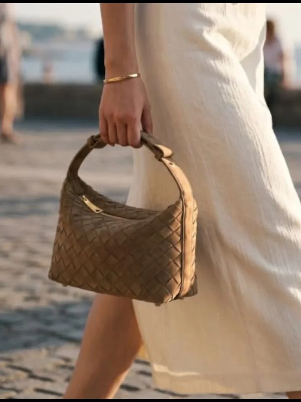 Hand-Woven Faux Suede Shoulder Bag Vegan Leather Hobo Handbag for Women